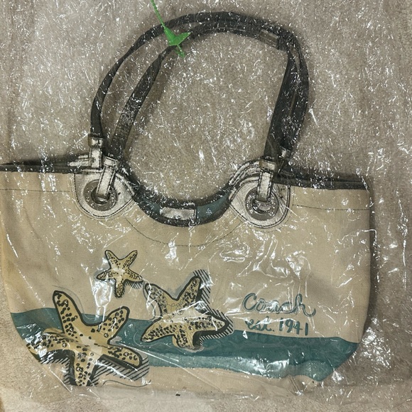 Vintage COACH project bag - Underwater themed Tote - teal interior - TLC bag - Picture 2 of 15
